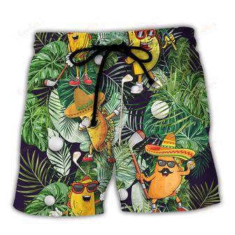 Golf Funny Taco Playing Golf Let's Par Tee Tropical Golf Lover Beach Short | Newhawaiianshirts UK