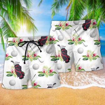 Golf Tropical Floral White Style Beach Short | Newhawaiianshirts UK