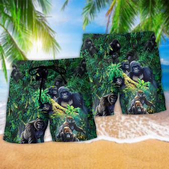 Gorilla Family Of In The Jungle Animals Beach Short | Newhawaiianshirts AU