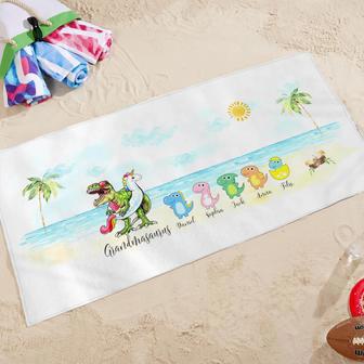 Grandmasaurus Design Personalized Beach Towels Grandkids Unique | Newhawaiianshirts AU