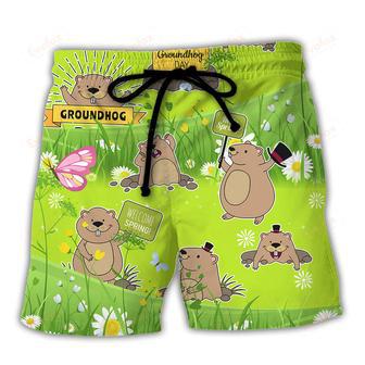 Groundhog Day Vibe Happy Spring With Flowers Beach Short | Newhawaiianshirts