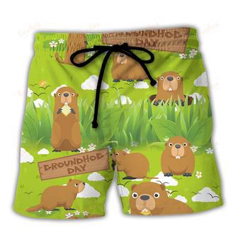 Groundhog Happy Day Lover With Grass Flowers Garden Beach Short | Newhawaiianshirts UK