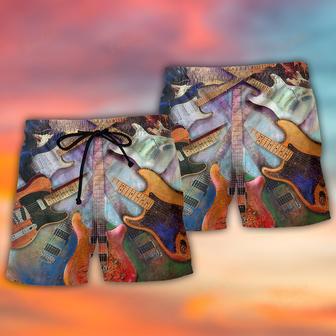 Guitar Abstract Colorful Lover Guitar Art Style Beach Short | Newhawaiianshirts CA