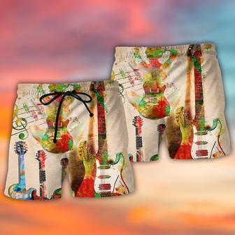 Guitar Abstract Guitar Colorful Art Style Beach Short | Newhawaiianshirts UK