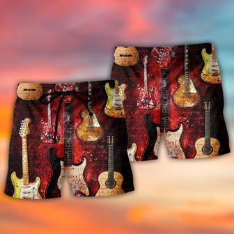 Guitar Abstract Halloween Guitar Art Style Beach Short | Newhawaiianshirts AU