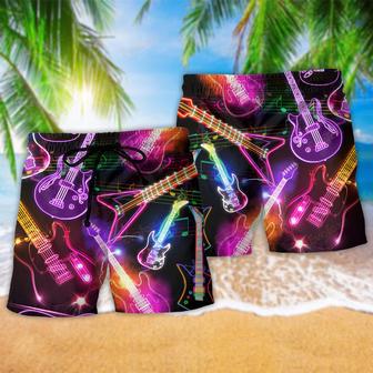 Guitar Amazing Neon Christmas Beach Short | Newhawaiianshirts AU