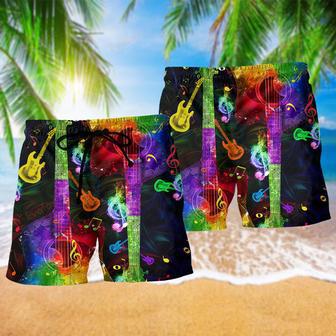 Guitar Amazing Rainbow Music Beach Short | Newhawaiianshirts AU