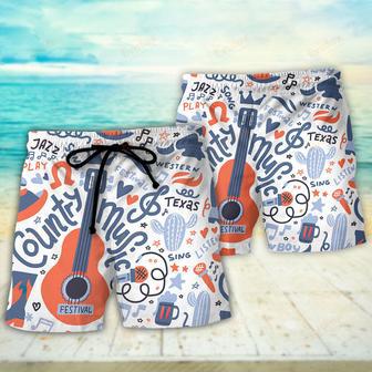 Guitar Country Music Festival Elements Beach Short | Newhawaiianshirts AU