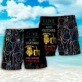 Guitar I Like Motorcycle And Guitar Beach Short | Newhawaiianshirts DE