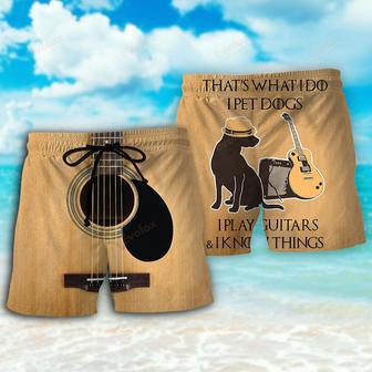 Guitar I Pet Dog I Play Guitar I Know Things Beach Short | Newhawaiianshirts