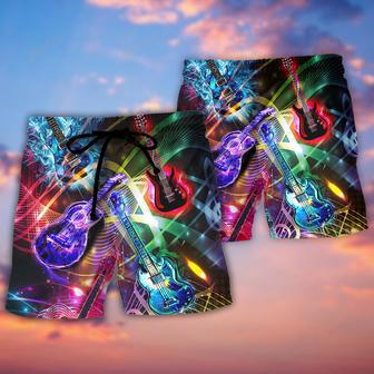 Guitar Is All You Need Neon Amazing Beach Short | Newhawaiianshirts UK