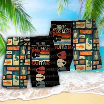 Guitar Never Underestmate An Old Man With A Guitar Beach Short | Newhawaiianshirts CA