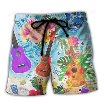 Guitar Tropical Hawaii Ukulele Beach Short | Newhawaiianshirts DE