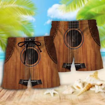 Guitar Vintage Leather Music Lover Beach Short | Newhawaiianshirts AU