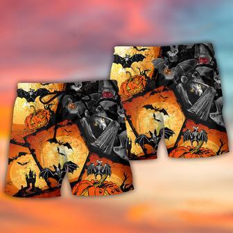 Halloween Bat Pumpkin Scary Beach Short | Newhawaiianshirts DE