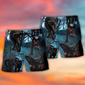 Halloween Black Cat Scary Style Beach Short | Newhawaiianshirts UK