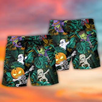 Halloween Dabbing Skeleton Zombie Style Beach Short | Newhawaiianshirts DE