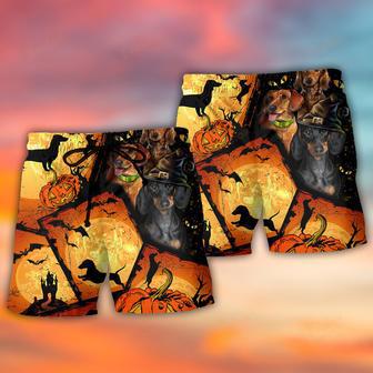 Halloween Dachshund Pumpkin Scary Beach Short | Newhawaiianshirts UK