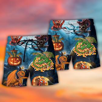 Halloween Dragon Pumpkin Scary Sky Night Beach Short | Newhawaiianshirts AU