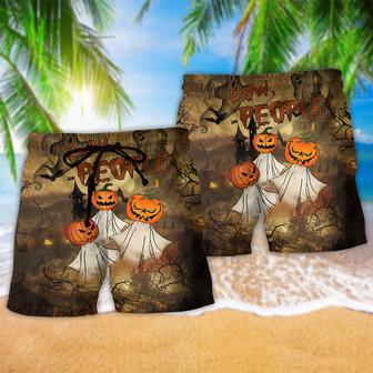 Halloween Eww People Pumpkin Ghost Beach Short | Newhawaiianshirts AU