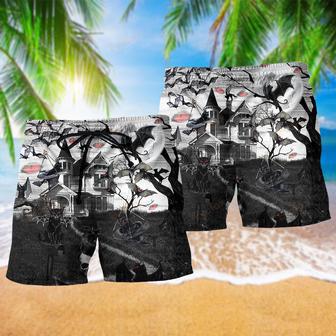 Halloween Flying Cats Beach Short | Newhawaiianshirts AU