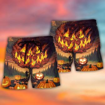 Halloween Pumpkin Burning Crazy Style Beach Short | Newhawaiianshirts DE