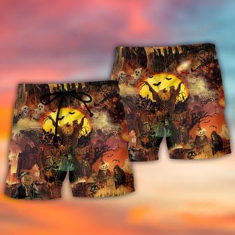 Halloween Pumpkin Ghost Scary Beach Short | Newhawaiianshirts DE