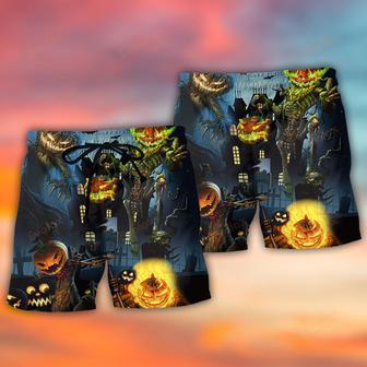 Halloween Pumpkin Scary Sky Night Beach Short | Newhawaiianshirts