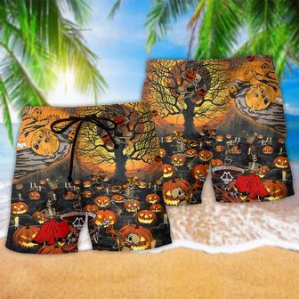 Halloween Skull Darkness Overnight Beach Short | Newhawaiianshirts DE