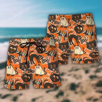 Halloween Spooktacular Scaredy Cat Beach Short | Newhawaiianshirts AU