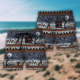 Halloween Spooky Night Border Beach Short | Newhawaiianshirts UK