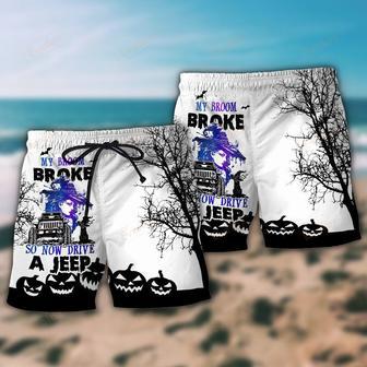 Halloween Witch My Broom Broke Beach Short | Newhawaiianshirts DE