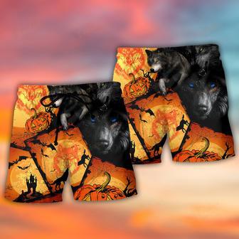 Halloween Wolf Pumpkin Scary Beach Short | Newhawaiianshirts AU