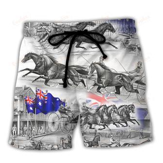 Harness Racing Horse Racing Road Australia Flag Beach Short | Newhawaiianshirts CA