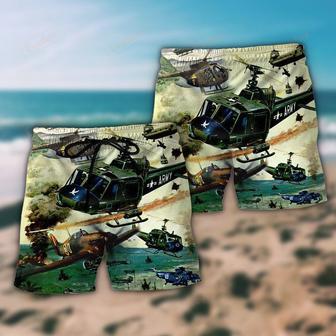 Helicopter Air Battle Combat Military Planes Beach Short | Newhawaiianshirts CA