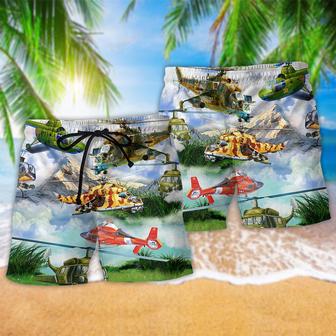 Helicopter Real Pilots Don't Need Runway Beautiful Landscape Beach Short | Newhawaiianshirts AU