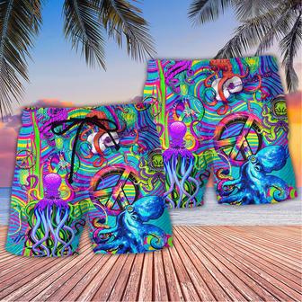 Hippie Funny Octopus Colorful Tie Dye Art Style Beach Short | Newhawaiianshirts UK