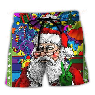 Hippie Funny Santa Claus Christmas Beach Short | Newhawaiianshirts DE