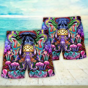 Hippie Mushroom And Skull Art Beach Short | Newhawaiianshirts AU