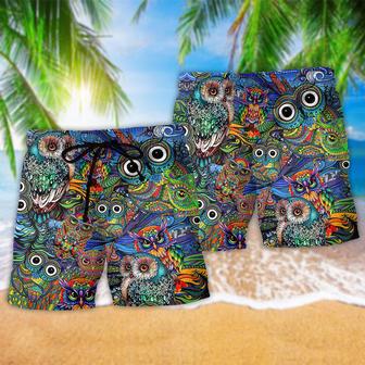 Hippie Owls Peace Life Mix Color Beach Short | Newhawaiianshirts UK