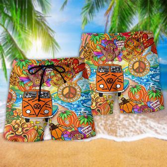 Hippie Pumpkins Colorful Life Beach Short | Newhawaiianshirts AU