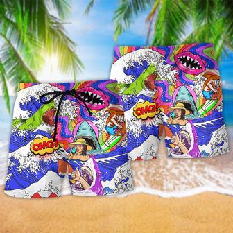 Hippie Shark And Girl Color Beach Short | Newhawaiianshirts AU