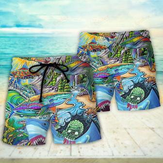 Hippie Shark Colorful Art Peace Beach Short | Newhawaiianshirts CA