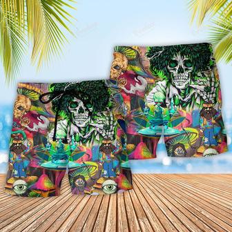 Hippie Skull Alien Mix Color Cool Style Beach Short | Newhawaiianshirts CA