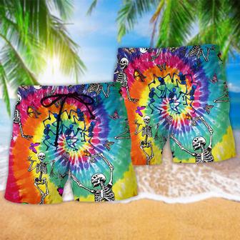 Hippie Skull Dancing With Butterfly Beach Short | Newhawaiianshirts CA