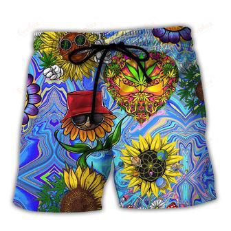 Hippie Sunflowers Stay Trippy Little Hippie Beach Short | Newhawaiianshirts DE