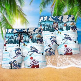 Hockey Lover Snow Mountain Beach Short | Newhawaiianshirts AU