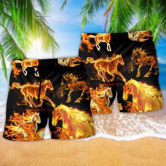 Horse Fire Horse Black Style Beach Short | Newhawaiianshirts DE