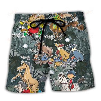 Horse Funny Racing Funny Art Beach Short | Newhawaiianshirts AU