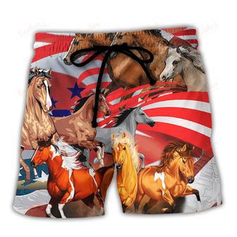 Horse Independence Day America Beach Short | Newhawaiianshirts AU